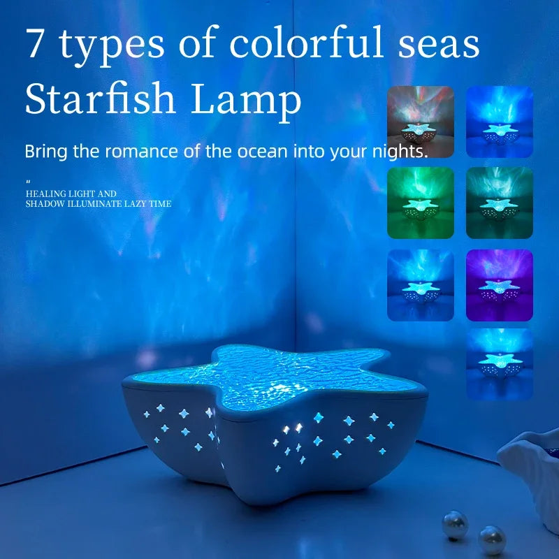 Starfish Projector Lamp, 7-Color Ocean Wave Projector Light, Planetarium Star Projector, Cute Room Decor, Romantic Gift For Family and Friend