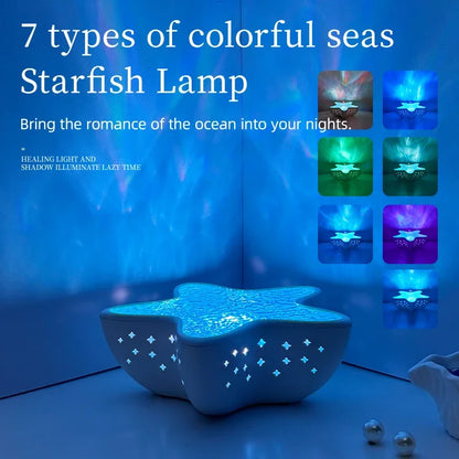 Starfish Projector Lamp, 7-Color Ocean Wave Projector Light, Planetarium Star Projector, Cute Room Decor, Romantic Gift For Family and Friend